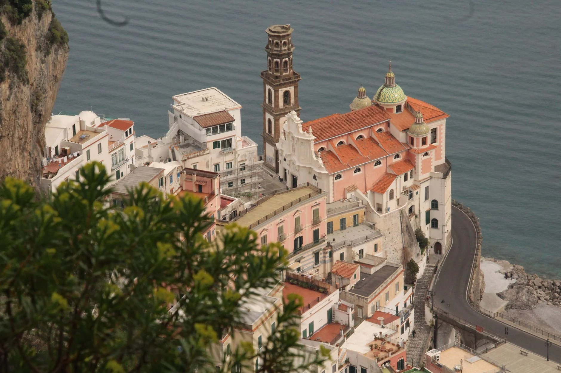 The village of Atrani above its beach on the Amalfi Coast
