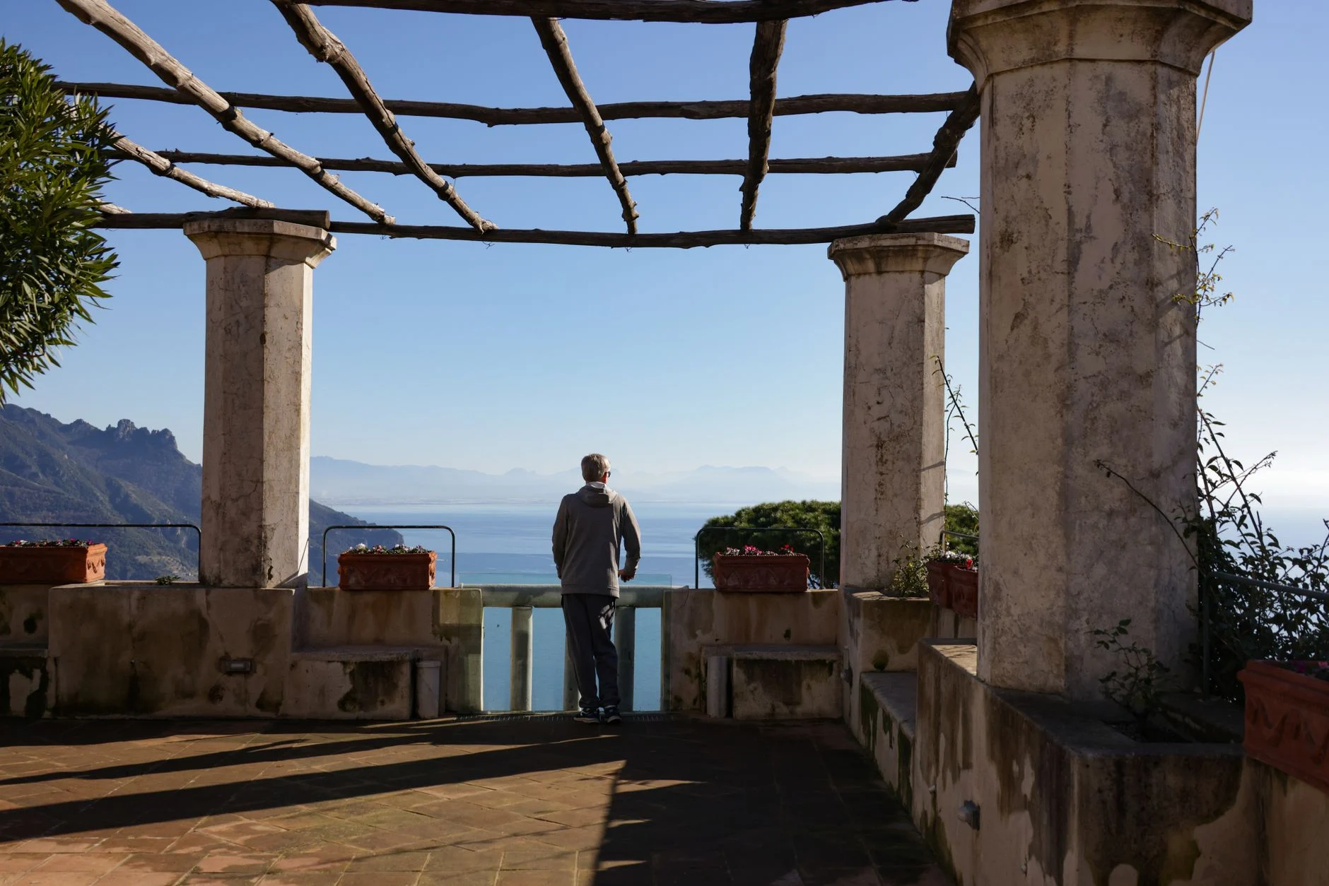 A Ravello garden terrace overlooking the Tyrrhenian Sea