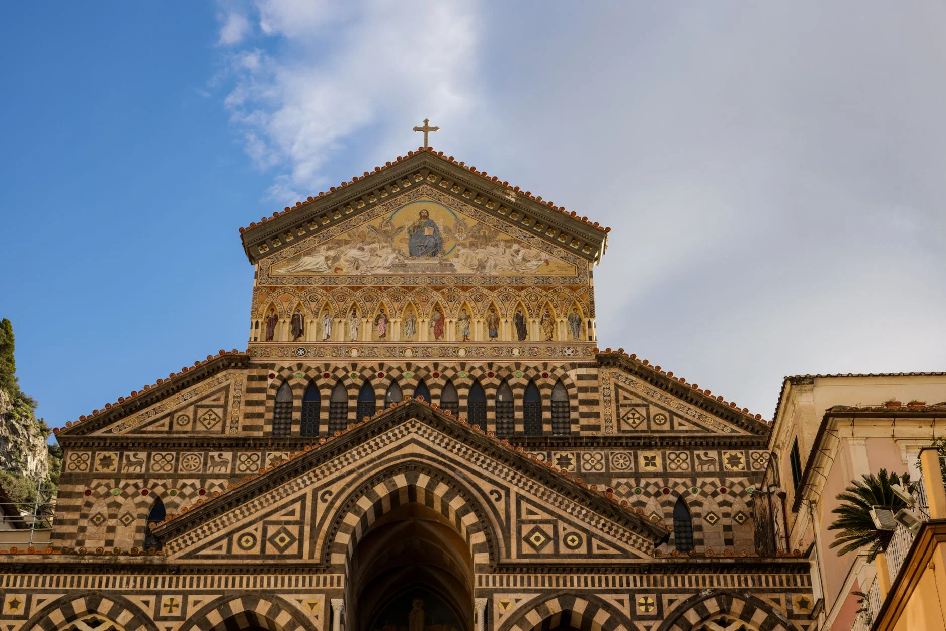 Amalfi's cathedral and old town in warm light