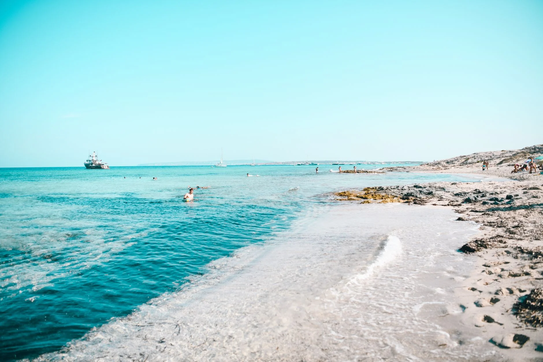 White sand and turquoise water on Formentera