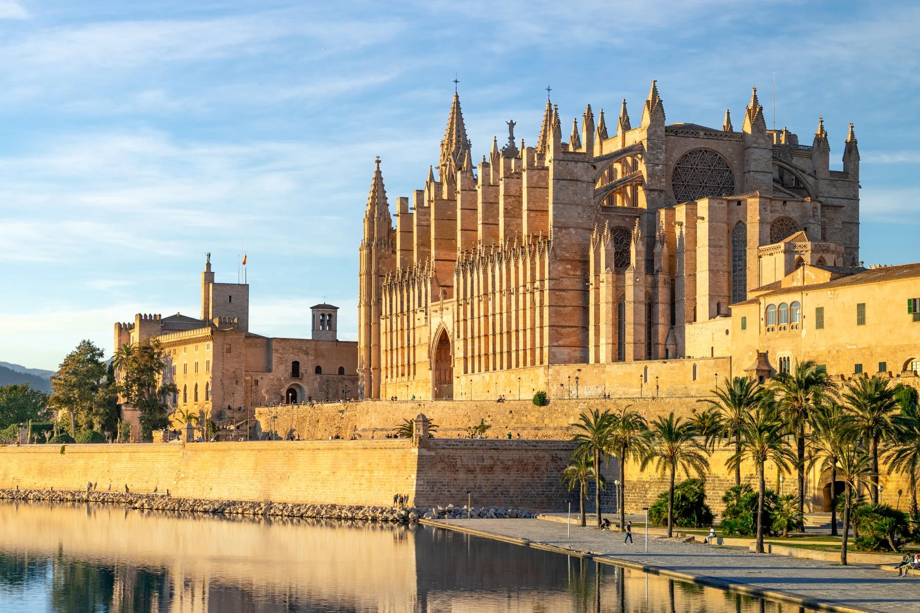 Palma's cathedral above the old town in sunshine