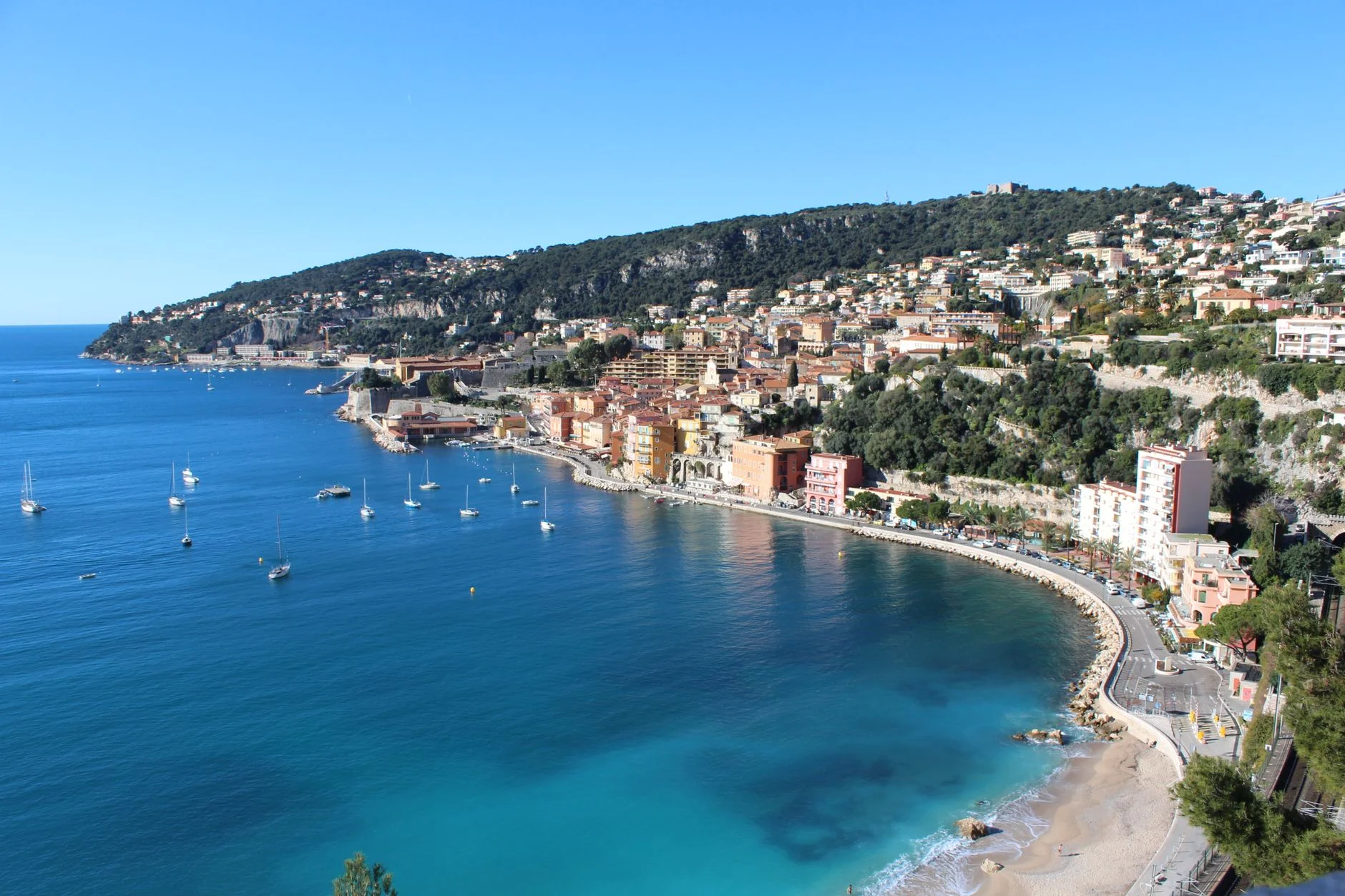 The bay of Villefranche-sur-Mer in bright summer light