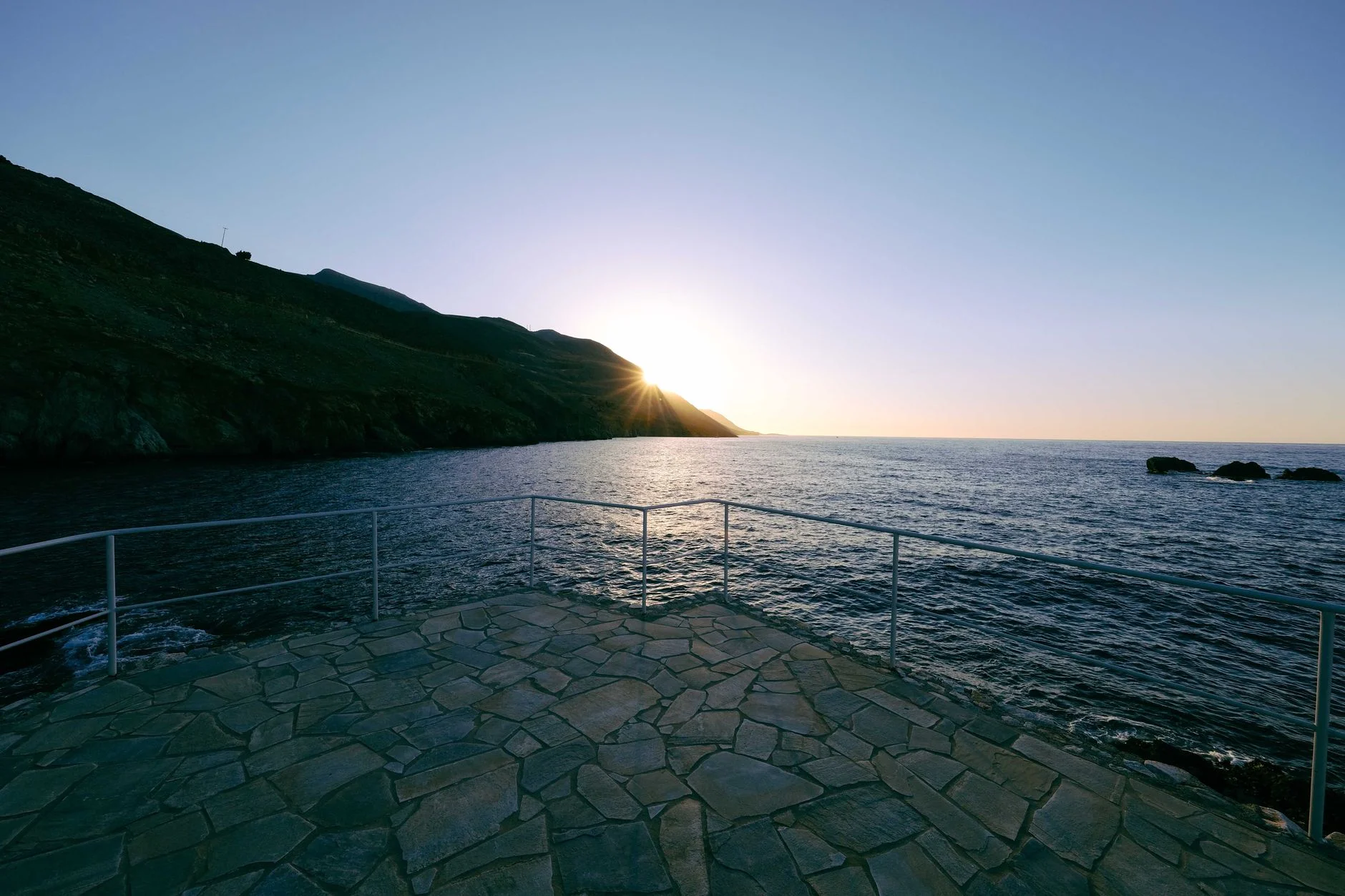 A quiet sea horizon in warm evening light